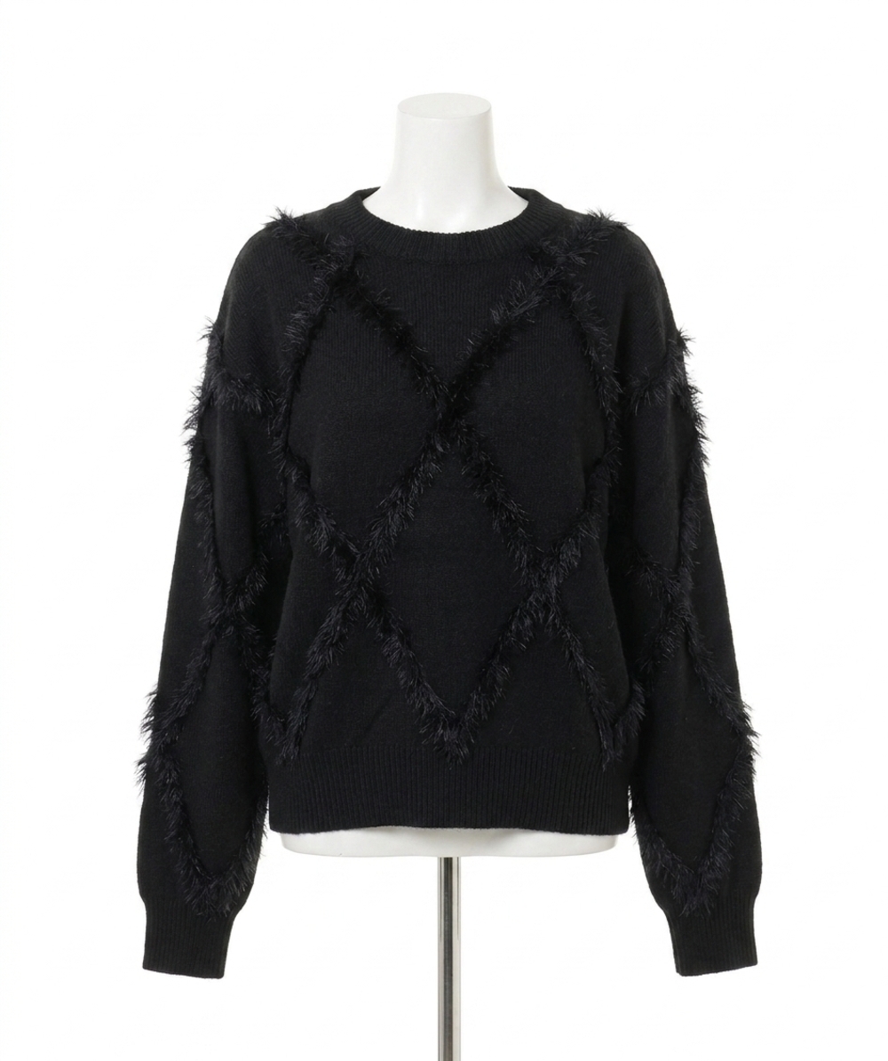NEW ESQUALO frieda fuzzy sequin sweater in black